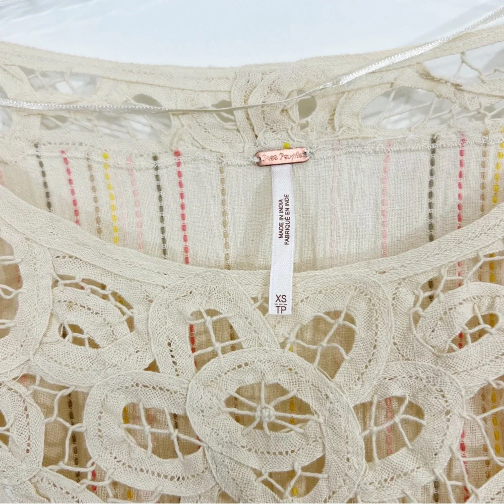 Free People Floating Memories Blouse in Natural Combo Size XS NWT